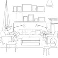 Cozy Scandinavian Living Room Outline