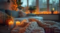 A cozy scene embodies the essence of home comfort, with warm lighting and soft furnishings invi Royalty Free Stock Photo