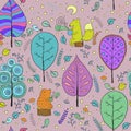 Cozy seamless pattern about forest tea Royalty Free Stock Photo