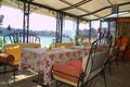 Cozy seaside restaurant panorama,Sozopol Royalty Free Stock Photo