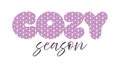 Cozy Season Pink Knitted Texture Text Letters Autumn Fall Vibes Winter Mood Card