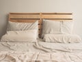 Cozy simple loft wooden bed.