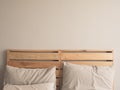 Cozy simple loft wooden bed.