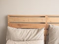 Cozy simple loft wooden bed.