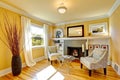 Cozy sitting area by the fireplace