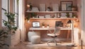 Cozy small home office interior - Generative Royalty Free Stock Photo