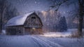 cozy snowy barn Royalty Free Stock Photo