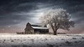 cozy snowy barn Royalty Free Stock Photo