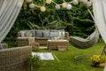 Cozy sofa set in the garden Royalty Free Stock Photo