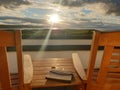 A Cozy Spot Watching the Sunset at the Giant& x27;s Causeway Royalty Free Stock Photo