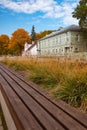 Square near the Tartu University Library at Struve street during splendid autumn Royalty Free Stock Photo