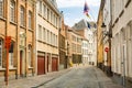 Cozy street in ancient provincial European town Royalty Free Stock Photo