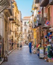 A cozy street in CefalÃÂ¹, rich with details and colors. Sicily, southern Italy. Royalty Free Stock Photo