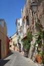 Cozy street in the city of Rethymnon in Crete