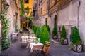 Cozy street in downtown, Rome. Touristic attraction of Rome.