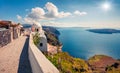 Cozy street of famous resort of Santorini - Fira.