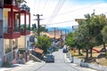 Cozy street of seaside town in Greece