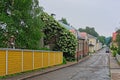 Cozy street of small coastal town Tammisaari, Finland