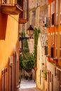Cozy streets of Tossa De Mar, Catalonia, Spain. Picturesque little town near Barcelona. Famous tourist destination Costa Brava. Royalty Free Stock Photo