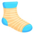 Cozy striped sock. Home cloth cartoon icon