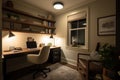 cozy study with soft lighting and comfy chair for optimal learning environment