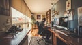 Cozy and Stylish Home Office Setup Royalty Free Stock Photo