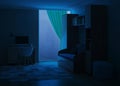 Cozy stylish room designed for a teenager. Night. Evening lighting. Royalty Free Stock Photo