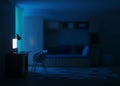 Cozy stylish room designed for a teenager. Night. Evening lighting. Royalty Free Stock Photo