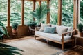 Cozy Sun Room with Middle aged Hispanic Woman Lounging .AI Generated