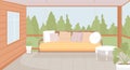 Cozy terrace with furniture flat color vector illustration