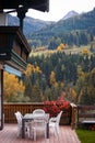 Cozy terrace with a table and chairs Royalty Free Stock Photo