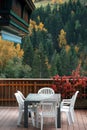 Cozy terrace with a table and chairs Royalty Free Stock Photo
