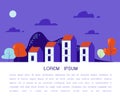 Cozy town modern flat design vector illustration