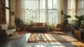 Cozy vintage living room interior with natural light Royalty Free Stock Photo