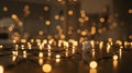 Cozy Warm String Lights With Small Rock Decoration On Ground Royalty Free Stock Photo
