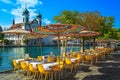 Street cafe on the shore of the Reuss river, Lucerne Royalty Free Stock Photo