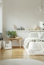 Cozy, white bedroom interior Royalty Free Stock Photo