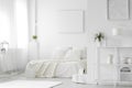 Cozy, white bedroom interior Royalty Free Stock Photo