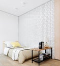 Cozy white modern bedroom interior with furniture Royalty Free Stock Photo