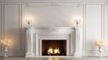 cozy white room fireplace Royalty Free Stock Photo