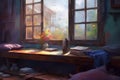 Cozy window place for meditation. Generate Ai