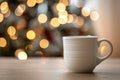 Cozy Winter Atmosphere with Warm Mug and Soft Bokeh Lights