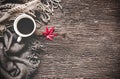 Cozy winter background, cup of hot coffee Royalty Free Stock Photo