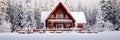 Cozy Winter Cabin Nestled In A Snowy Setting Royalty Free Stock Photo