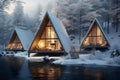 Cozy winter cabins nestled in snowy wonderlands Royalty Free Stock Photo