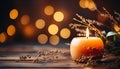 Cozy winter evenings candle day warm and joyful illumination with copy space for text