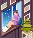 Windowsill Gatherings Isometric Background