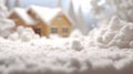 Cozy Winter winter scene featuring a charming yellow house nestled among snow-covered trees, embodying the cozy spirit of Royalty Free Stock Photo