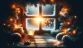 Enchanted Winter Window, AI Generated Royalty Free Stock Photo