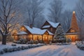 Cozy Winter Scene with Twinkling Christmas Lights: A Nostalgic Ambiance of Warmth